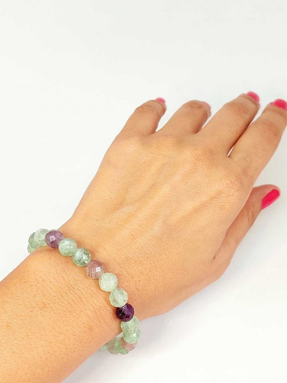 Florit Taşı Faset Kesim 8mm Unisex Bileklik (42570-tek) - Resim 3