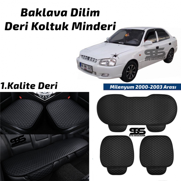 Hyundai Milenyum 2000-2003 Arası Siyah Deri Oto Koltuk Minderi