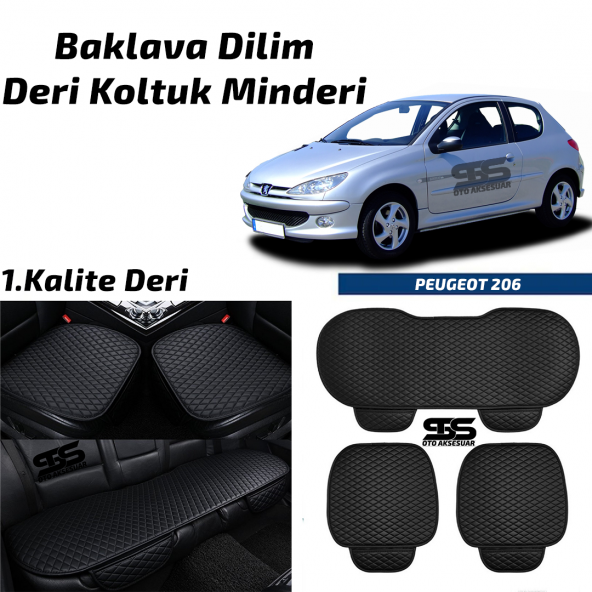 Peugeot 206 1998-2012 Arası Siyah Deri Oto Koltuk Minderi