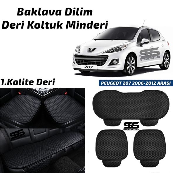Peugeot 207 2006-2012 Arası Siyah Deri Oto Koltuk Minderi ürün görseli 1