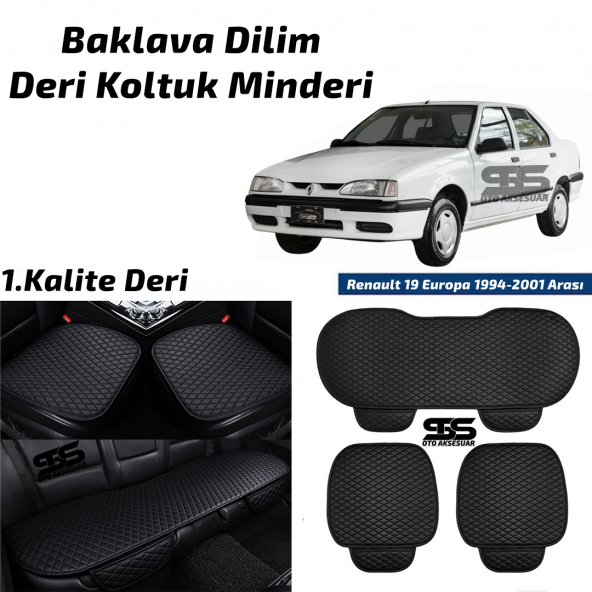 Renault 19 1994-2001 Arası Siyah Deri Oto Koltuk Minderi