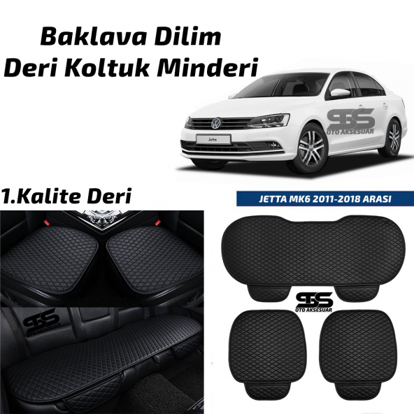 Volksvogen Jetta MK6 2011-2018 Arası Siyah Deri Oto Koltuk Minderi ürün görseli 1