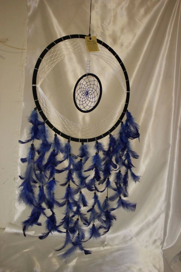 Dream Catcher Düş Kapanı El İşi Hand Made Rüya Kapanı Mavi Büyük - 9