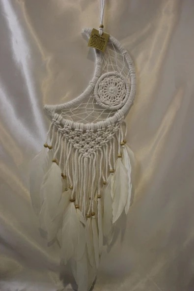Dream Catcher Düş Kapanı El İşi Hand Made Beyaz Ay