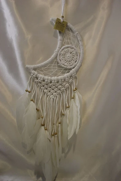 Dream Catcher Düş Kapanı El İşi Hand Made Beyaz Ay - 4