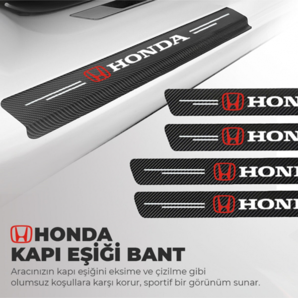 Honda Logolu Karbon Kapı Eşiği Koruyucu Bant Folyo 4lü Set