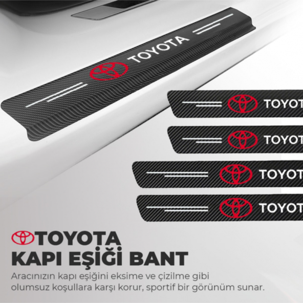 Toyota Logolu Karbon Kapı Eşiği Koruyucu Bant Folyo 4lü Set