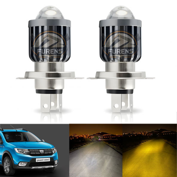 Dacia Sandero Için Uyumlu Şimşek Etkili Mercek Led Xenon Oto Ampulu Çift Renk - 2