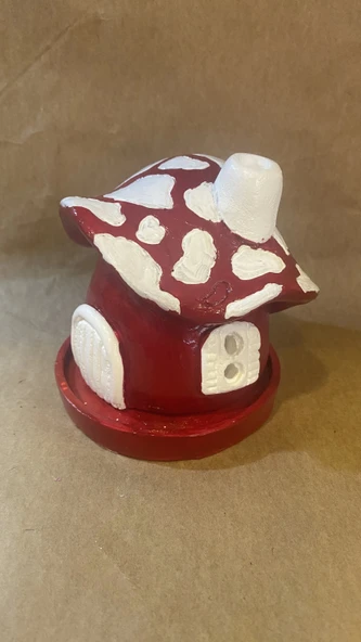 Konik Tütsülük Mantar Hobit Ev Kırmızı - Resim 7