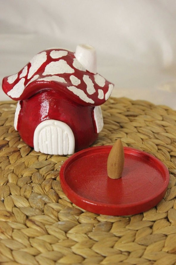 Konik Tütsülük Mantar Hobit Ev Kırmızı - Resim 4