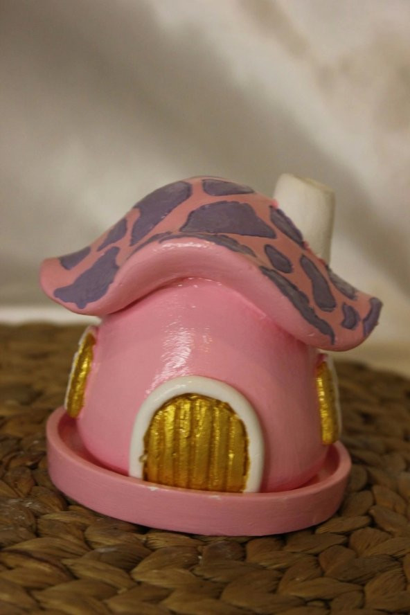 Konik Tütsülük Mantar Hobit Ev Pembe ürün görseli