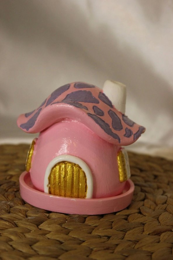 Konik Tütsülük Mantar Hobit Ev Pembe - Resim 3