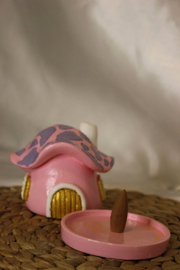 Konik Tütsülük Mantar Hobit Ev Pembe - Resim 4