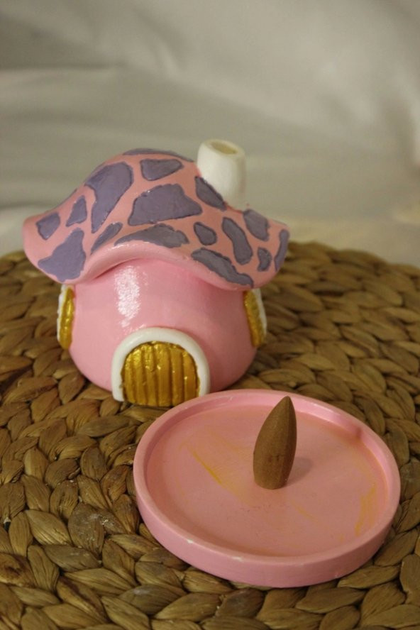 Konik Tütsülük Mantar Hobit Ev Pembe - Resim 5