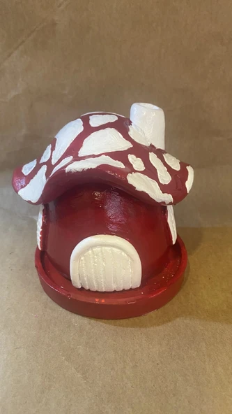 Konik Tütsülük Mantar Hobit Ev Kırmızı - Resim 8