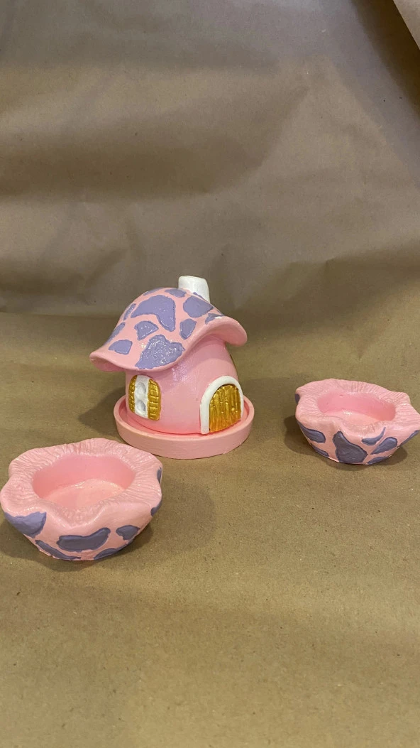 Konik Tütsülük Mantar Hobit Ev Pembe - Resim 6