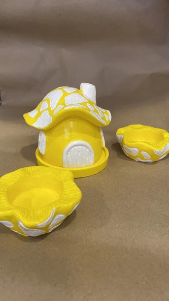 Konik Tütsülük Mantar Hobit Ev Sarı - Resim 6