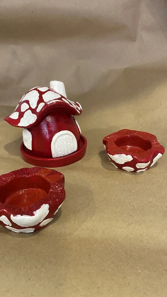 Konik Tütsülük Mantar Hobit Ev Kırmızı - Resim 6