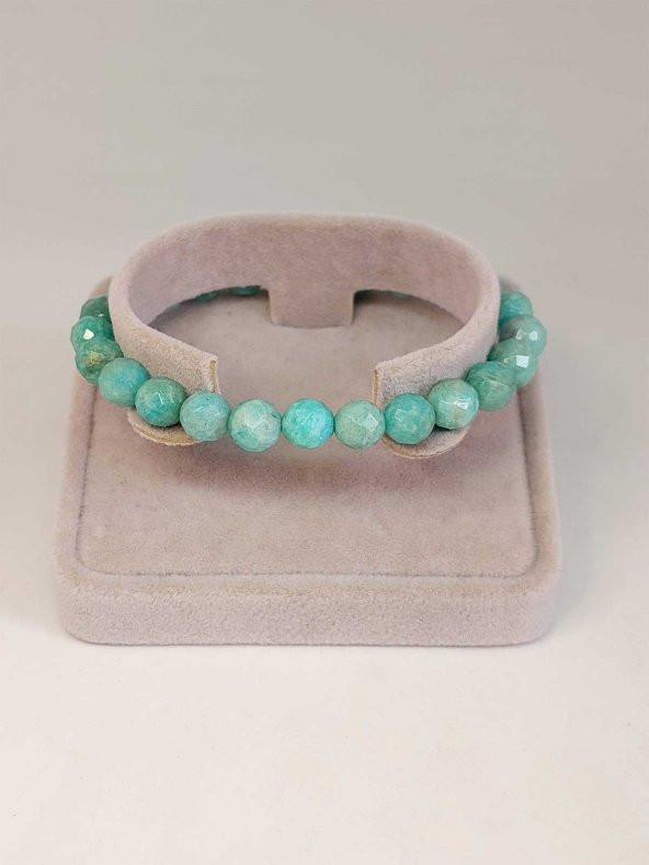 Amazonit Taşı Faset Kesim 8mm Unisex Bileklik (42525-tek) ürün görseli