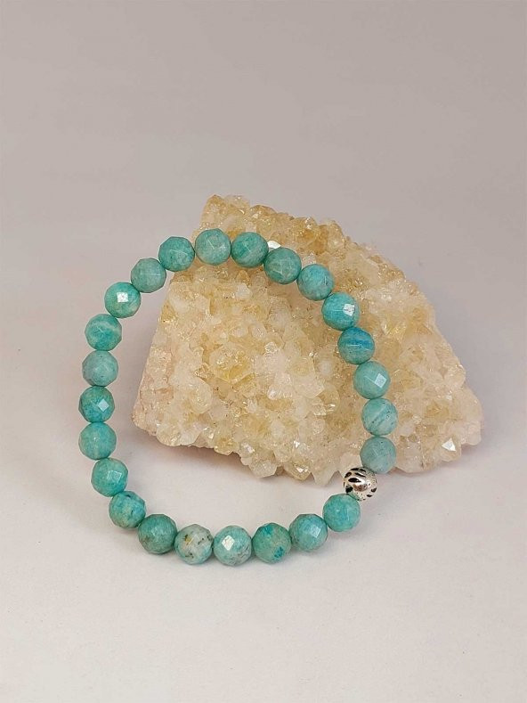 Amazonit Taşı Faset Kesim 8mm Unisex Bileklik (42525-tek) - Resim 4