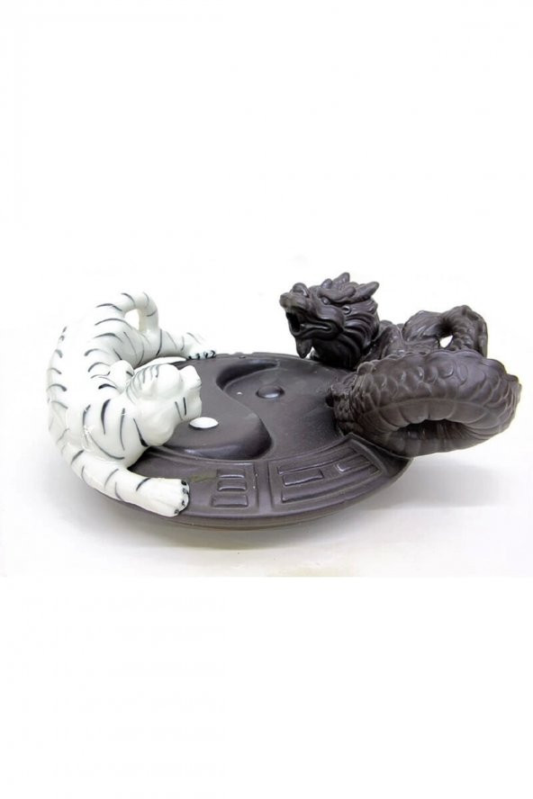 Feng Shui Ejderha Beyaz Kaplan Yin Yang Geri Akış Tütsü - Resim 2