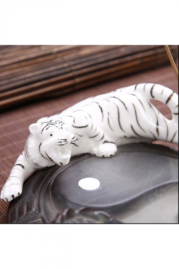 Feng Shui Ejderha Beyaz Kaplan Yin Yang Geri Akış Tütsü - Resim 3