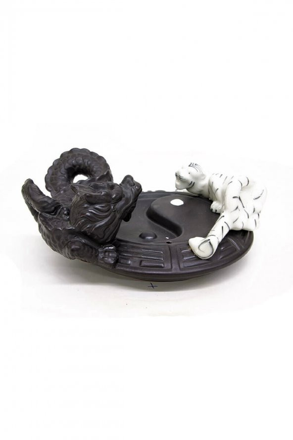 Feng Shui Ejderha Beyaz Kaplan Yin Yang Geri Akış Tütsü - Resim 5