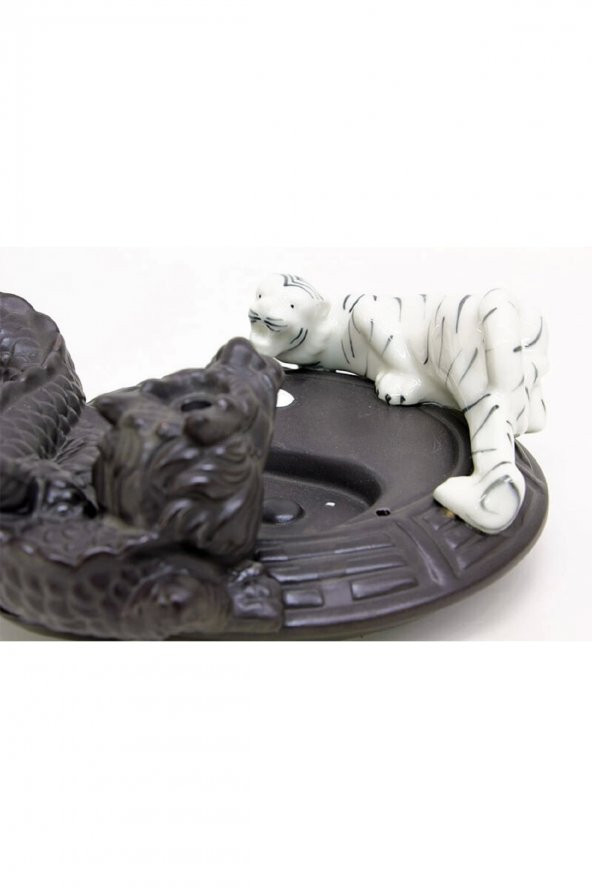 Feng Shui Ejderha Beyaz Kaplan Yin Yang Geri Akış Tütsü - Resim 6