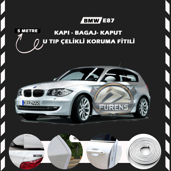 Bmw E87 Oto Araç Kapı Koruma Fitili 5metre Parlak Beyaz Renk - 1