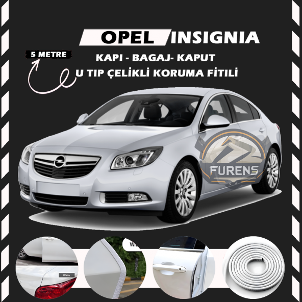 Opel İnsignia Oto Araç Kapı Koruma Fitili 5metre Parlak Beyaz Renk ürün görseli 1