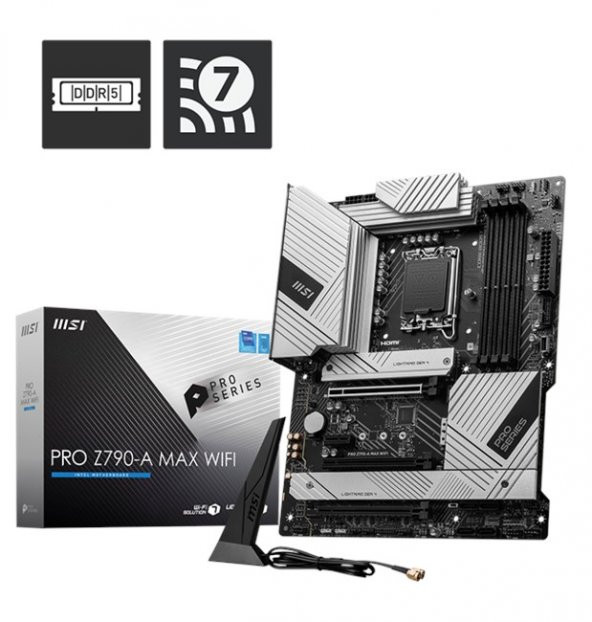 MSI MB PRO Z790-A MAX WIFI SOKET 1700 DDR5 7800MHZOC PCI-E Gen5 4XM.2 USB3.2 DP HDMI 1x2.5G LAN WI-FI 6E ATX