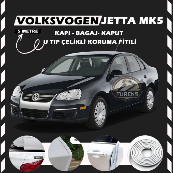 Volksvogen Jetta Mk5 Oto Araç Kapı Koruma Fitili 5metre Parlak Beyaz Renk ürün görseli 1
