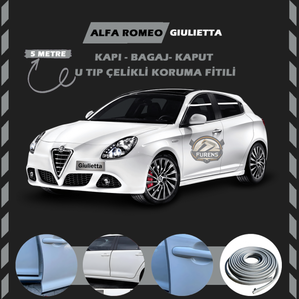 Alfa Romeo Giulietta Oto Araç Kapı Koruma Fitili 5metre Parlak Gri Renk ürün görseli 1