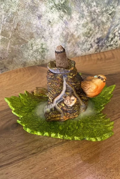 Çınar Yaprağındaki Kuş Temalı Geri Akış Tütsülüğü - Resim 2