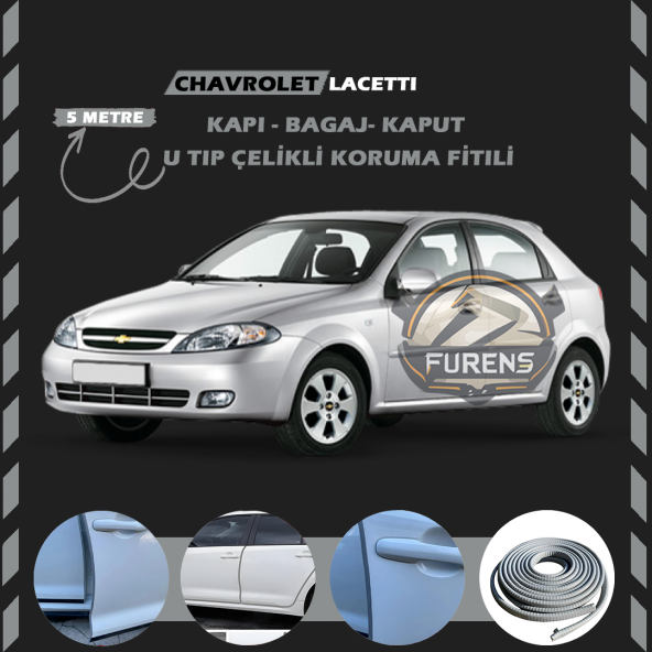 Chavrolet Lacetti Oto Araç Kapı Koruma Fitili 5metre Parlak Gri Renk ürün görseli 1