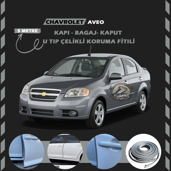 Chevrolet Aveo Oto Araç Kapı Koruma Fitili 5metre Parlak Gri Renk ürün görseli 1