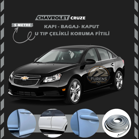 Chevrolet Oto Araç Kapı Koruma Fitili 5metre Parlak Gri Renk ürün görseli 1