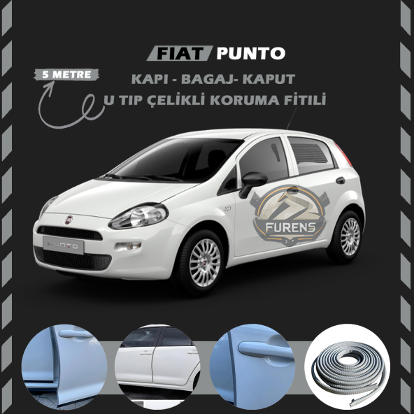 Fiat Punto Oto Araç Kapı Koruma Fitili 5metre Parlak Gri Renk ürün görseli 1