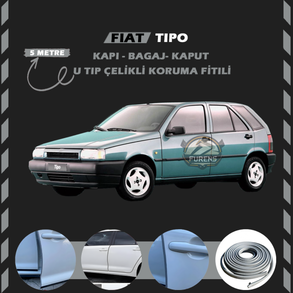 Fiat Tipo Oto Araç Kapı Koruma Fitili 5metre Parlak Gri Renk