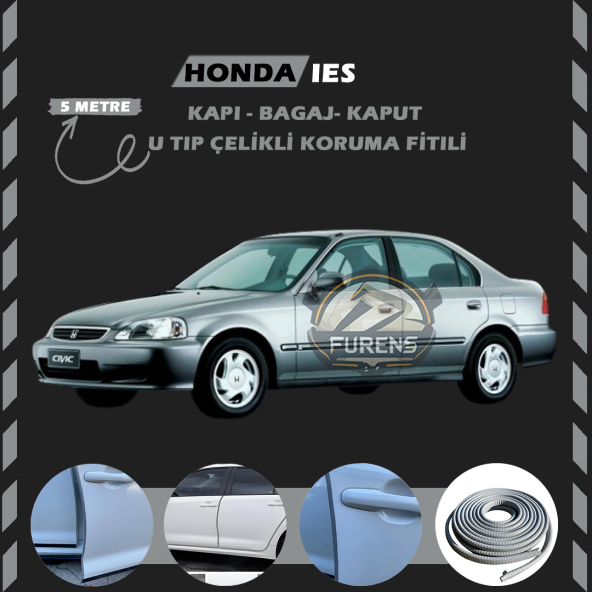 Honda İes Parlak Oto Araç Kapı Koruma Fitili 5metre Parlak Gri Renk