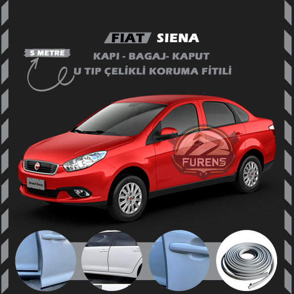 Fiat Siena Oto Araç Kapı Koruma Fitili 5metre Parlak Gri Renk ürün görseli 1