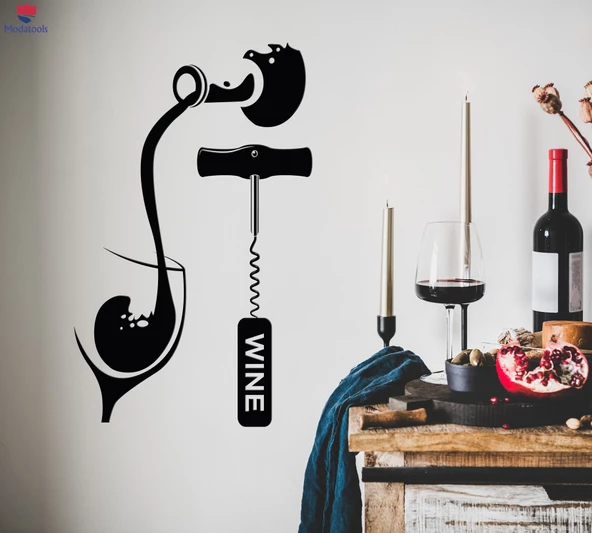 Dekoratif Duvar Sticker Şarap Bar Restoran Cam Çıkartmaları 22,5 inç x 14 inç