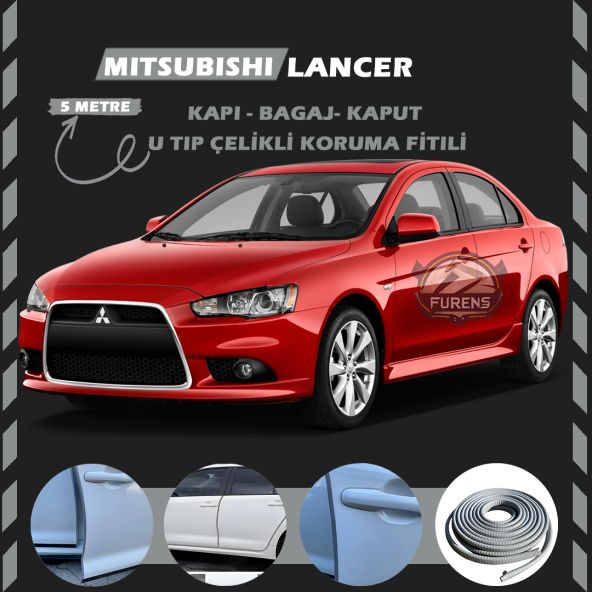 Mitsubishi Lancer Oto Araç Kapı Koruma Fitili 5metre Parlak Gri Renk ürün görseli 1