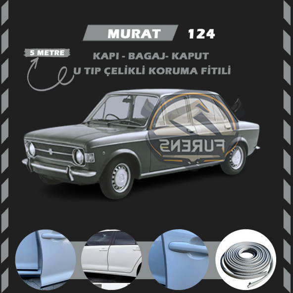 Murat 124 Oto Araç Kapı Koruma Fitili 5metre Parlak Gri Renk ürün görseli 1