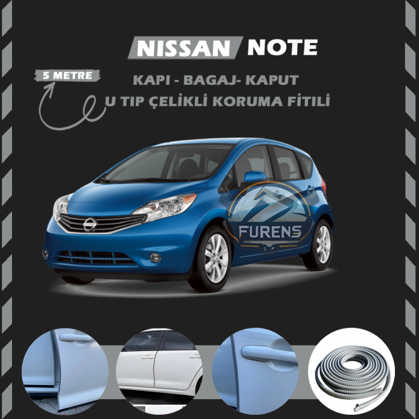 Nissan Note Oto Araç Kapı Koruma Fitili 5metre Parlak Gri Renk ürün görseli 1