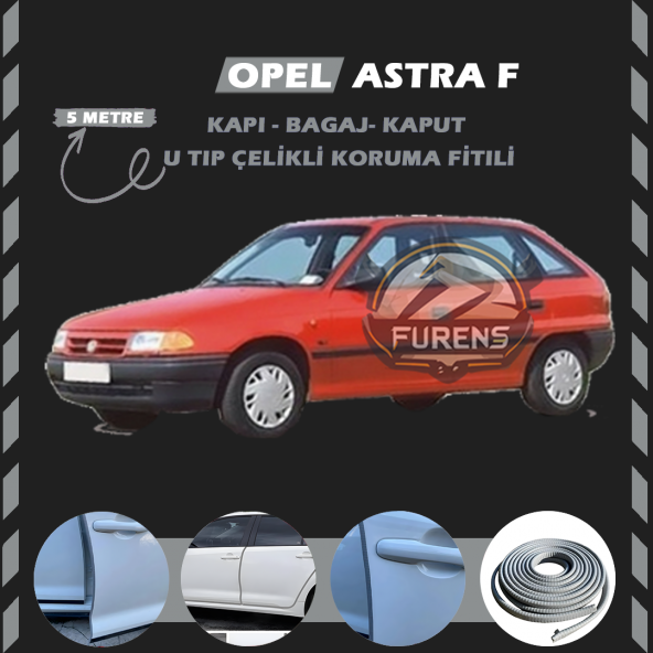 Opel Astra F Oto Araç Kapı Koruma Fitili 5metre Parlak Gri Renk ürün görseli 1
