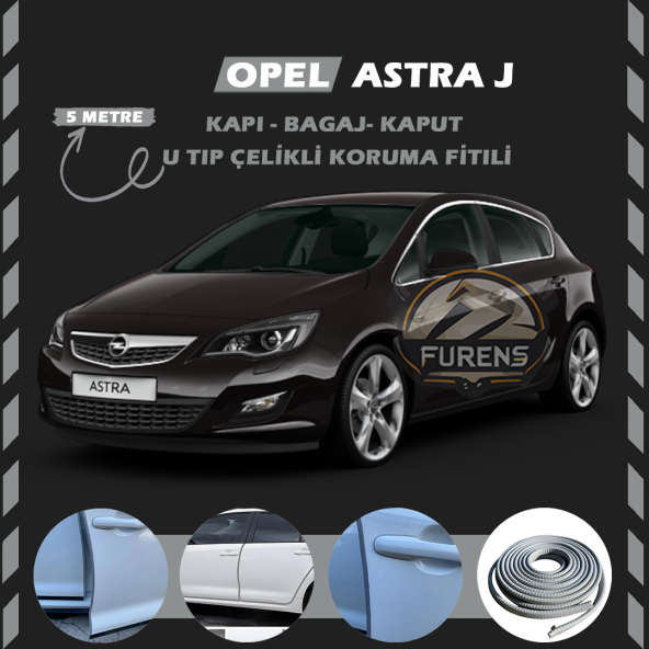 Opel Astra J Oto Araç Kapı Koruma Fitili 5metre Parlak Gri Renk