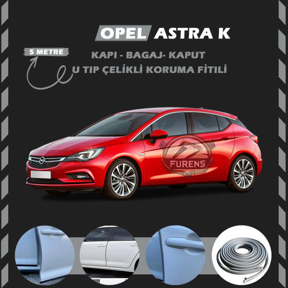 Opel Astra K Oto Araç Kapı Koruma Fitili 5metre Parlak Gri Renk ürün görseli 1