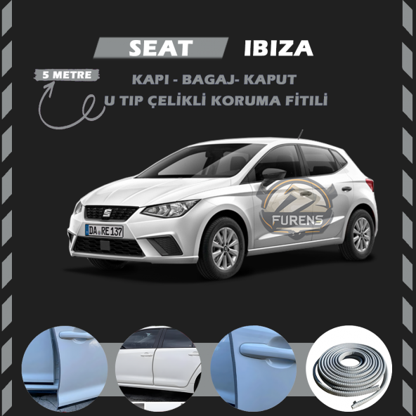 Seat Ibıza Oto Araç Kapı Koruma Fitili 5metre Parlak Gri Renk ürün görseli 1