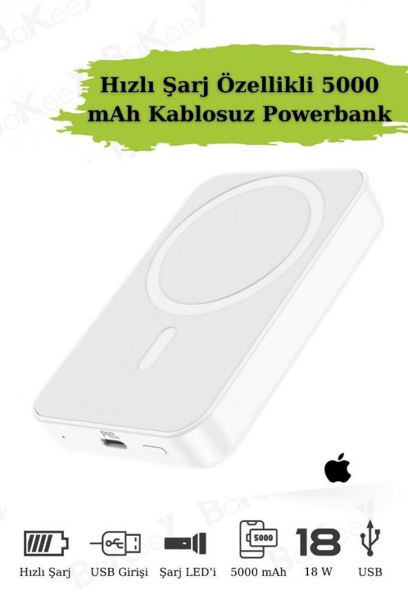 Magsafe Battery Pack Powerbank Iphone Uyumlu Kablosuz Magsafe Şarj Aleti Şarj Cihazı Powerbank ürün görseli